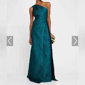 Rickie Freeman for Teri Jon One-Shoulder Jacquard Gown Size 6